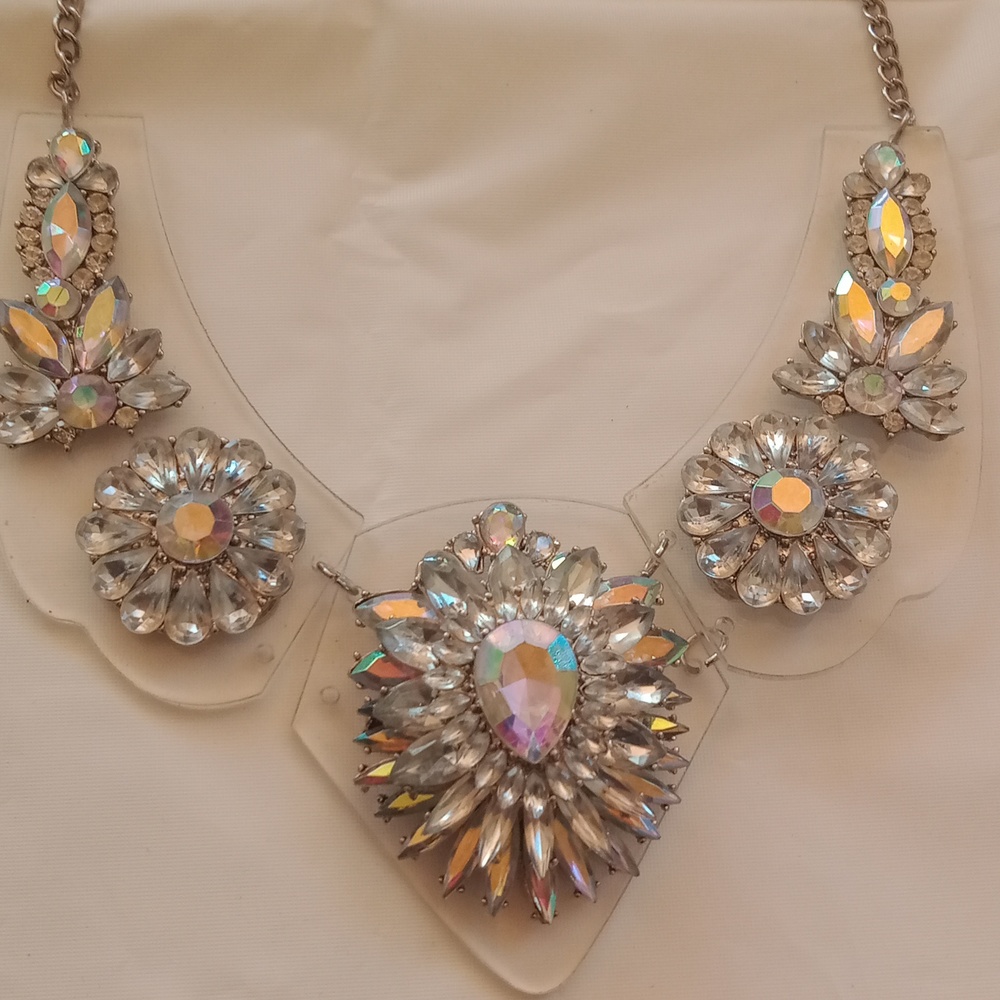 Traci Lynn Crystal Rhinestone Evening Statement Necklace!